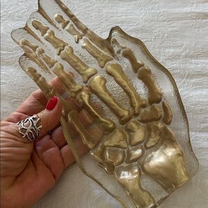 Dish Skeleton Hand Glass Halloween Candy